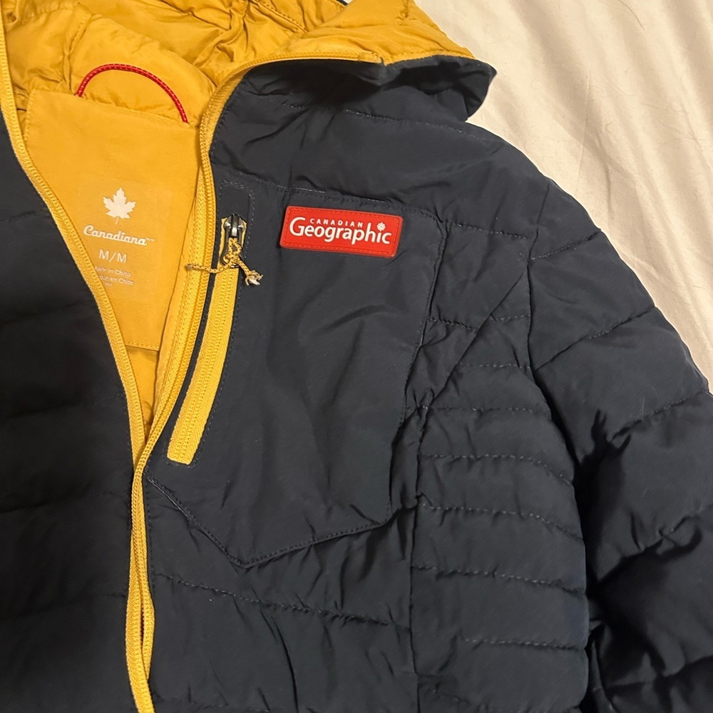 National Geographic Puffer Coat With Hood In Navy, Size Women’s Medium - Picture 5 of 6
